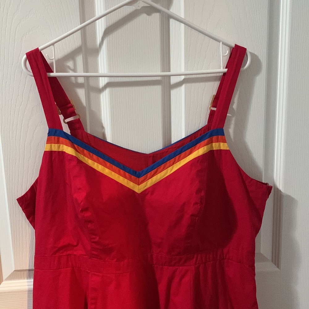 Red Modcloth dress.